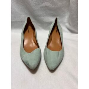 J. CREW WOMENS MINT GREEN SUEDE 2" HEELS PUMPS SIZE 9.5 PRE-OWNED